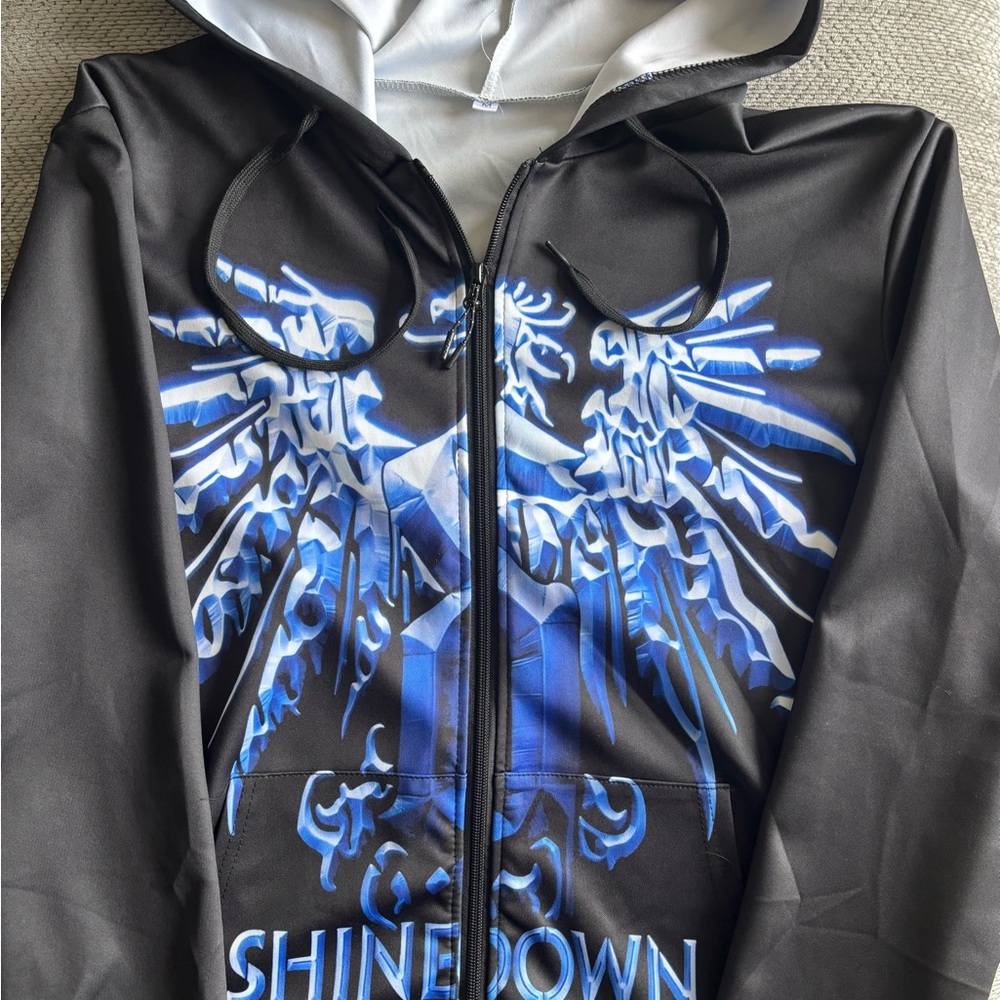 Shinedown Zip-Up Hoodie with Blue Graphic - Picture 3 of 5
